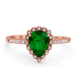 Teardrop Pear Vintage Style Halo Engagement Ring Cubic Zirconia 925 Sterling Silver