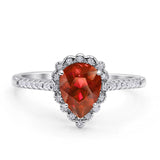 Teardrop Pear Vintage Style Halo Engagement Ring Cubic Zirconia 925 Sterling Silver