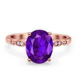Solitaire Accent Oval Engagement Ring Cubic Zirconia 925 Sterling Silver