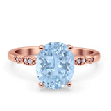 Solitaire Accent Oval Engagement Ring Cubic Zirconia 925 Sterling Silver