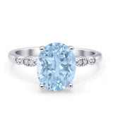 Solitaire Accent Oval Engagement Ring Cubic Zirconia 925 Sterling Silver