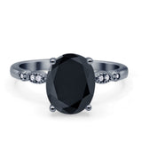 Solitaire Accent Oval Engagement Ring Cubic Zirconia 925 Sterling Silver