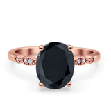 Solitaire Accent Oval Engagement Ring Cubic Zirconia 925 Sterling Silver