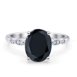 Solitaire Accent Oval Engagement Ring Cubic Zirconia 925 Sterling Silver