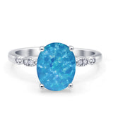 Solitaire Accent Oval Engagement Ring Cubic Zirconia 925 Sterling Silver