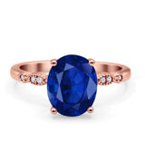 Solitaire Accent Oval Engagement Ring Cubic Zirconia 925 Sterling Silver
