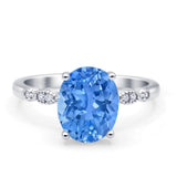 Solitaire Accent Oval Engagement Ring Cubic Zirconia 925 Sterling Silver