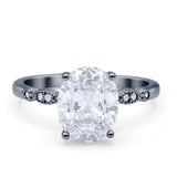 Solitaire Accent Oval Engagement Ring Cubic Zirconia 925 Sterling Silver