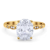 Solitaire Accent Oval Engagement Ring Cubic Zirconia 925 Sterling Silver