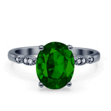 Solitaire Accent Oval Engagement Ring Cubic Zirconia 925 Sterling Silver