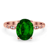 Solitaire Accent Oval Engagement Ring Cubic Zirconia 925 Sterling Silver