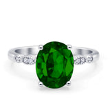 Solitaire Accent Oval Engagement Ring Cubic Zirconia 925 Sterling Silver