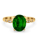 Solitaire Accent Oval Engagement Ring Cubic Zirconia 925 Sterling Silver