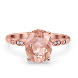 Solitaire Accent Oval Engagement Ring Cubic Zirconia 925 Sterling Silver