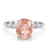 Solitaire Accent Oval Engagement Ring Cubic Zirconia 925 Sterling Silver