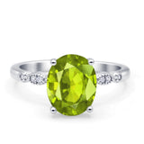 Solitaire Accent Oval Engagement Ring Cubic Zirconia 925 Sterling Silver
