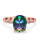 Solitaire Accent Oval Engagement Ring Cubic Zirconia 925 Sterling Silver