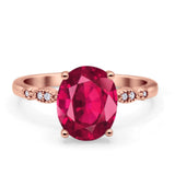 Solitaire Accent Oval Engagement Ring Cubic Zirconia 925 Sterling Silver