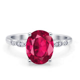 Solitaire Accent Oval Engagement Ring Cubic Zirconia 925 Sterling Silver