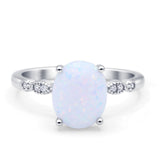 Solitaire Accent Oval Engagement Ring Cubic Zirconia 925 Sterling Silver