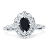Floral Oval Vintage Engagement Ring Cubic Zirconia 925 Sterling Silver