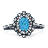 Floral Oval Vintage Engagement Ring Cubic Zirconia 925 Sterling Silver