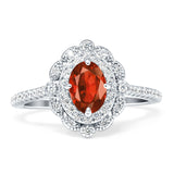 Floral Oval Vintage Engagement Ring Cubic Zirconia 925 Sterling Silver