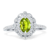 Floral Oval Vintage Engagement Ring Cubic Zirconia 925 Sterling Silver