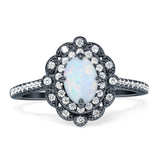 Floral Oval Vintage Engagement Ring Cubic Zirconia 925 Sterling Silver