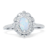 Floral Oval Vintage Engagement Ring Cubic Zirconia 925 Sterling Silver