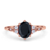 Oval Art Deco Engagement Ring Cubic Zirconia 925 Sterling Silver
