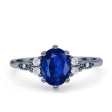 Oval Art Deco Engagement Ring Cubic Zirconia 925 Sterling Silver