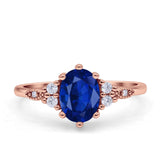 Oval Art Deco Engagement Ring Cubic Zirconia 925 Sterling Silver