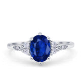 Oval Art Deco Engagement Ring Cubic Zirconia 925 Sterling Silver