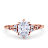 Oval Art Deco Engagement Ring Cubic Zirconia 925 Sterling Silver