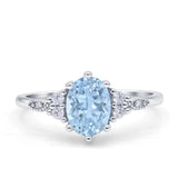 Antique Style Oval Natural Aquamarine Art Deco Engagement Ring