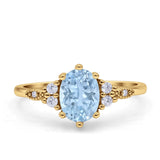 Antique Style Oval Natural Aquamarine Art Deco Engagement Ring