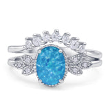 Vintage Style Band Oval Piece Bridal Set Ring Cubic Zirconia 925 Sterling Silver