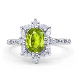Oval Halo Ballerina Style Engagement Ring Cubic Zirconia 925 Sterling Silver