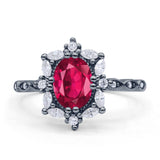 Oval Halo Ballerina Style Engagement Ring Cubic Zirconia 925 Sterling Silver
