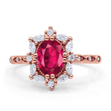Oval Halo Ballerina Style Engagement Ring Cubic Zirconia 925 Sterling Silver