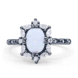 Oval Halo Ballerina Style Engagement Ring Cubic Zirconia 925 Sterling Silver