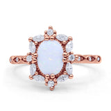 Oval Halo Ballerina Style Engagement Ring Cubic Zirconia 925 Sterling Silver