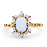 Oval Halo Ballerina Style Engagement Ring Cubic Zirconia 925 Sterling Silver
