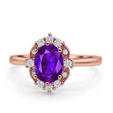 Halo Ballerina Style Oval Engagement Ring Cubic Zirconia 925 Sterling Silver
