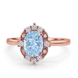 Halo Ballerina Style Oval Engagement Ring Cubic Zirconia 925 Sterling Silver