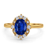 Halo Ballerina Style Oval Engagement Ring Cubic Zirconia 925 Sterling Silver