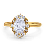 Halo Ballerina Style Oval Engagement Ring Cubic Zirconia 925 Sterling Silver