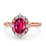 Halo Ballerina Style Oval Engagement Ring Cubic Zirconia 925 Sterling Silver