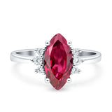 Vintage Marquise Engagement Ring Simulated Cubic Zirconia 925 Sterling Silver